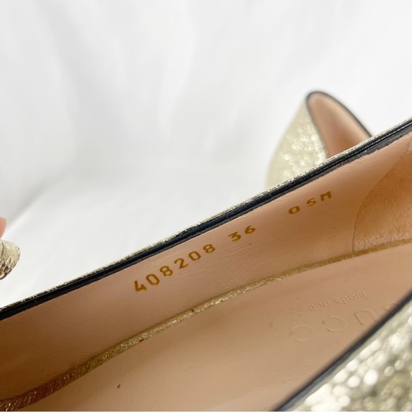 Gucci Marmont Fringe Metallic Leather Loafer Pumps Gold - Picture 10 of 10